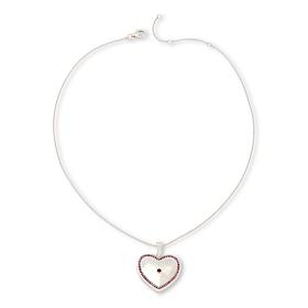 Colleen Lopez Sterling Silver Gemstone Heart Locket with 18" Chain