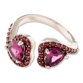 Colleen Lopez Sterling Silver Heart-Cut Gemstone Bypass Ring 