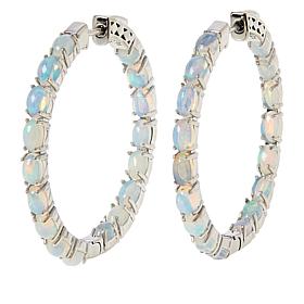 Colleen Lopez Sterling Silver Opal Large Inside-Outside Hoop Earrings