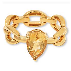 Colleen Lopez Sterling Silver Pear Cut Chain-Link Ring