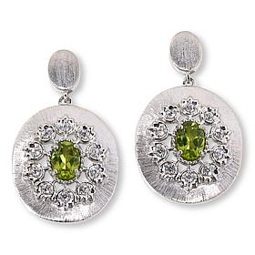 Colleen Lopez Sterling Silver Semi-Precious Gem Oval Drop Earrings