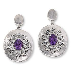 Colleen Lopez Sterling Silver Semi-Precious Gem Oval Drop Earrings