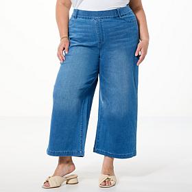 Colleen Lopez Stretch Denim Wide Leg Cropped Pant