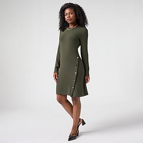 Colleen Lopez Sweater Knit Dress with Buttons