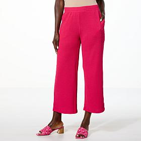 Colleen Lopez Textured Knit Cropped Wide-Leg Pull-On Pant