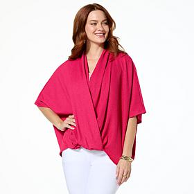 Colleen Lopez Textured Knit Dolman Sleeve Bubble Hem Top