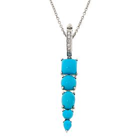 Colleen Lopez Turquoise and White Zircon Enhancer Pendant with Chain
