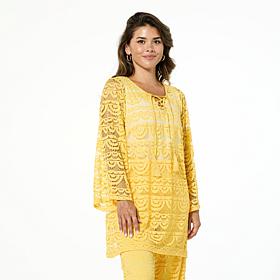 Colleen Lopez Woven Lace V-Neck Tunic