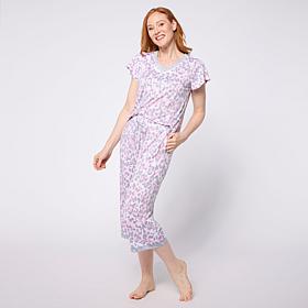 Comfort Code Soft & Light V-Neck and Capri Pant PJ Set - Petite