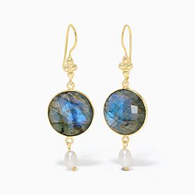 Connie Craig Carrol Jewelry Labradorite Pearl Drop Earrings