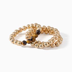 Connie Craig Carroll 3pk Set Bead Gemstone Bracelets