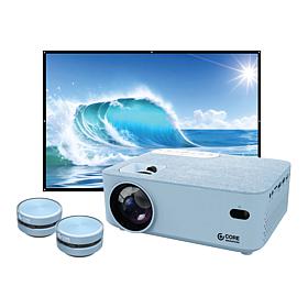 Core Innovations Projector with Remote, Screen and 2 BT Speakers