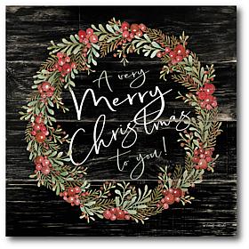 Courtside Market A Very Merry Christmas Wreath 14" x 14" Wood Art