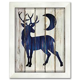 Courtside Market Buck and Moon 10.5" x 14" Wood Art - Navy Blue