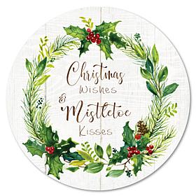 Courtside Market Christmas Wishes Wreath 12x12 Circular Wood Décor