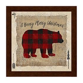 Courtside Market Framed Board - Buffalo Check Beary Merry, 8" x 8"