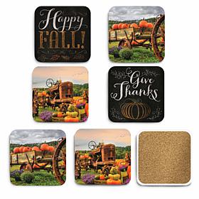 Courtside Market Happy Fall 6-piece Ceramic Coaster Set