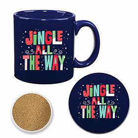 Courtside Market "JINGLE ALL THE WAY" 20oz. Big Mug and Coaster Set