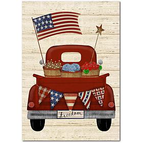 Courtside Market Patriotic Red Truck Canvas Wall Art - 12" x 18"