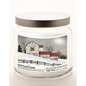 Courtside Market Quilted Barn  Candle Glass Jar with Silver Lid