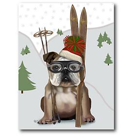 Courtside Market Skiing Bulldog 30x40 Canvas Wall Art