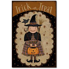 Courtside Market Trick or Treat Witch Flag 12"x18" Canvas Wall Art