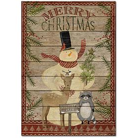 Courtside Market Woodland Snowman Flag 12" x 18" Wood Art