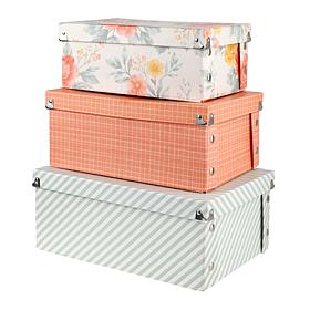 Craft Buddy Antique Floral Stacking Storage Boxes 3-piece Set