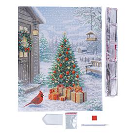 Craft Buddy Crystal Art Cardinal and Tree Winter Scene Canvas Kit