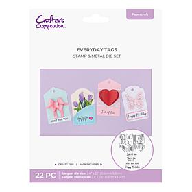 Crafter's Companion 22-piece Stamp & Metal Die Set - Everyday Tags