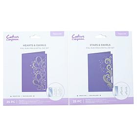 Crafters Companion Cutting Edge Die & Foil Rub Ons - Hearts & Stars