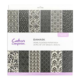Crafter's Companion Flocked Damask 12" x 12" Paper Pad - 24 Sheets