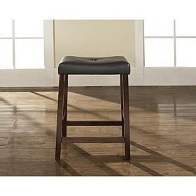 Crosley Furniture Upholstered Saddle Seat 2pc 24" Bar Stools -Mahogany