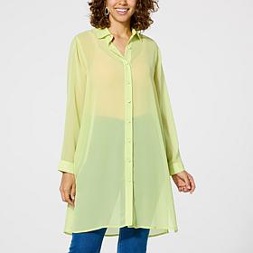Curations x Nicole Hickl Button-Down Chiffon Duster
