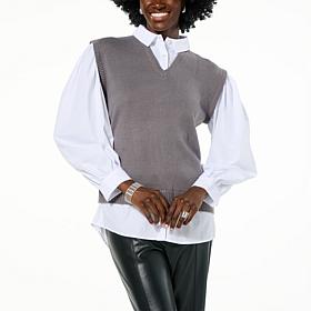 Curations x Sarah Anderson Twofer Sweater Vest Top