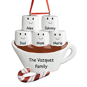 Custom Personalization Five Marshmallow & Hot Chocolate Ornament
