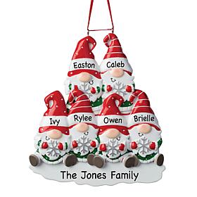Custom Personalization Gnome Family of 6 Personalized Ornament