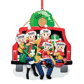 Custom Personalization Pine Tree Family of 5 Personalized Ornament