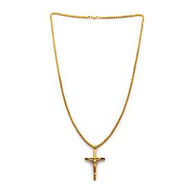 Dante Men's Goldtone Stainless Steel Cross Necklace with Black CZ