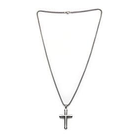 Dante Stainless Steel Men's Double Finish Cross Necklace 