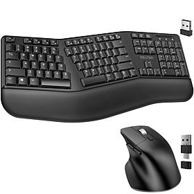 Delton KB200 Ergonomic Wireless Keyboard with S18 Vertical Mouse