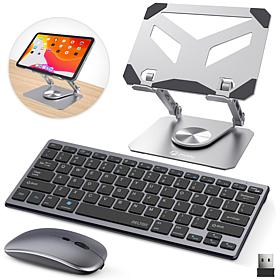 Delton SW60 Tablet Stand, N35 Small Wireless Keyboard and Mouse Bundle