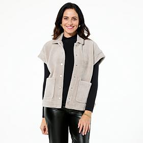 Democracy Drop Shoulder Plush Button Front Vest