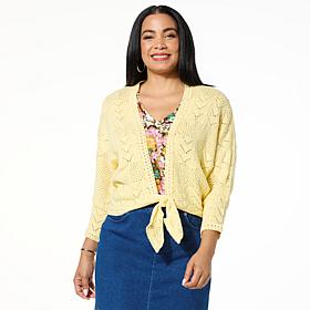 Democracy Tie-Front Crocheted Cardigan