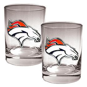 Denver Broncos 2pc Rocks Glass Set