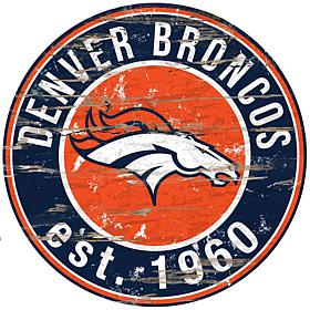 Denver Broncos Round Distressed Sign