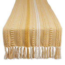 Design Imports 15" x 72" Braided Stripe Fringed Table Runner