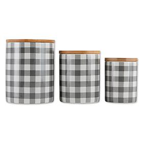 Design Imports Buffalo Check Ceramic Canister 3-pack