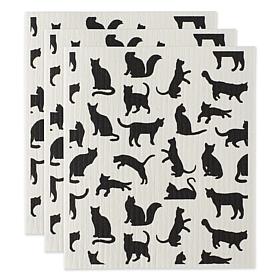 Design Imports Cats Swedish Dishcloths 3-pack