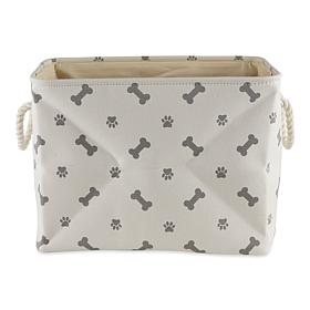 Design Imports Polyester Rectangle Pet Bin Paws & Bones Medium